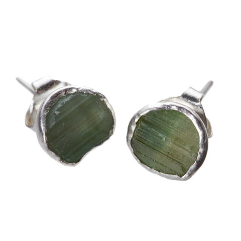 Silver Tourmaline Studs - Afghanistan