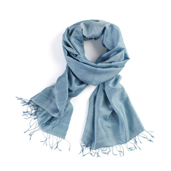 Pale Blue Silk Scarf - Afghanistan