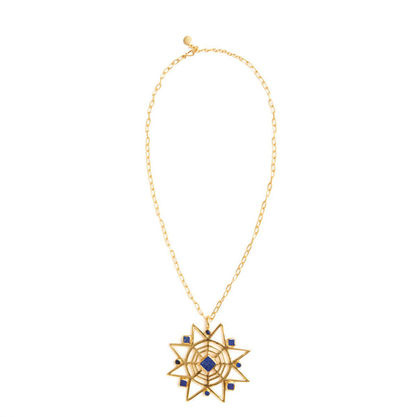 Gold Plate Star Necklace with Lapis - Afghanistan/India