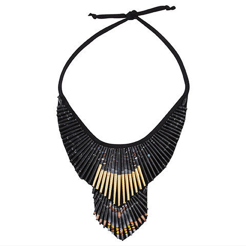 Black Beaded Collar Necklace - Swaziland